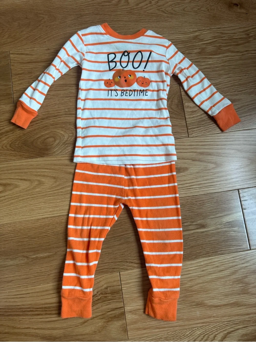 Carter's Orange & White Striped 'Boo! It's Bedtime' Pajama Set